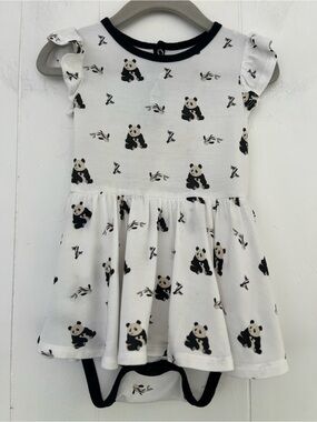 Kyte Baby Retired PANDA Short-Sleeve Bodysuit Twirl Dress Size 18-24 Months